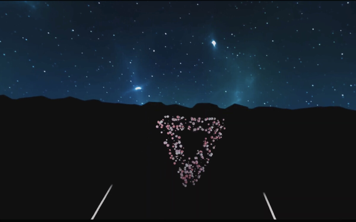 FreedomXR virtual environment showing a calm night sky and gentle floating shapes